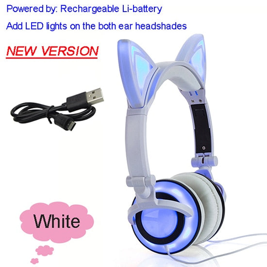 Foldable glowing cat headphones